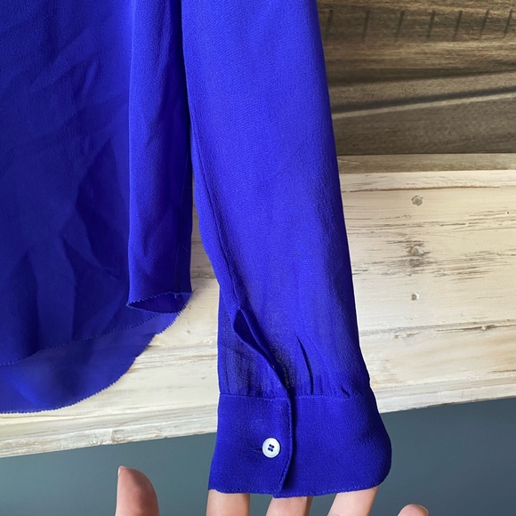 Aritzia royal blue silk blouse - Picture 3 of 5